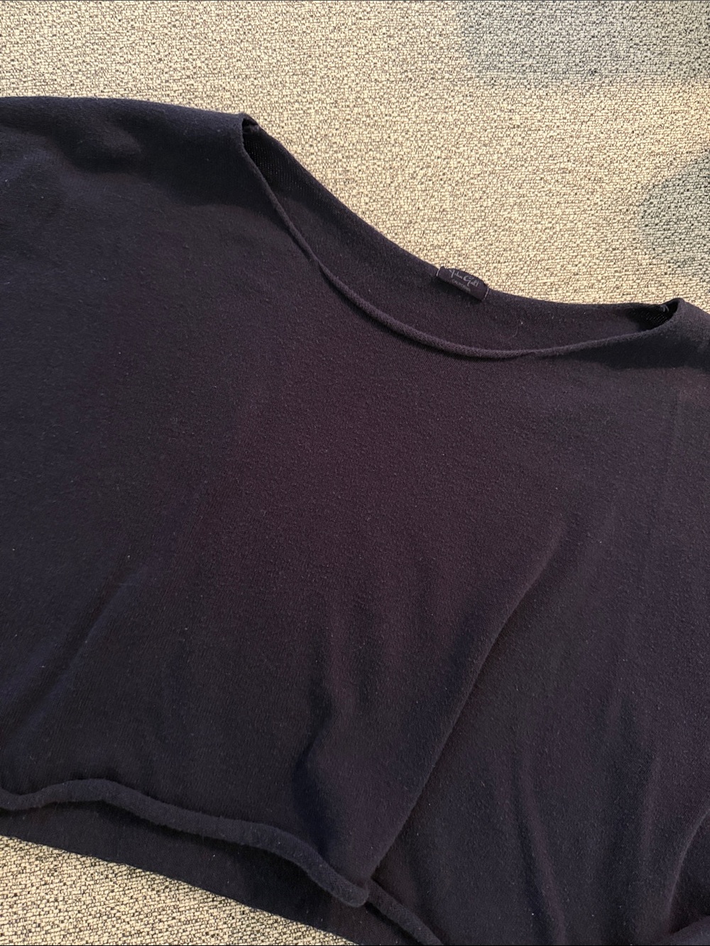 Black Cropped Boatneck Top - Women